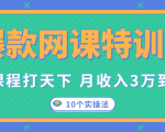 爆款网课特训营，一套课程打天下，网课变现的10个实操法，月收入3万到10万-小鸿资源库