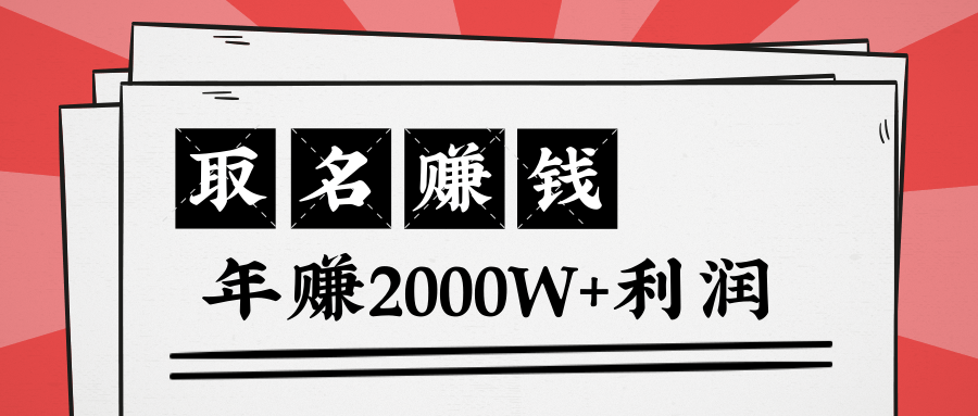 王通：不要小瞧任何一个小领域，取名技能也能快速赚钱，年赚2000W+利润-小鸿资源库