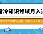 抖音冷知识领域月入过万项目，不适宜公开解决方案 ，抖音赚钱方式大解析！-小鸿资源库