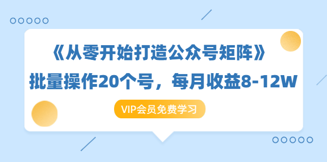 《从零开始打造公众号矩阵》批量操作20个号，每月收益大概8-12W（44节课）-小鸿资源库