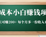 零成本小白赚钱实操项目，一天可赚200+ 每个月多一份收入来源-小鸿资源库