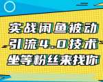 实战闲鱼被动引流4.0技术，坐等粉丝来找你，实操演示日加200+精准粉-小鸿资源库