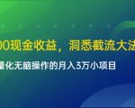 单日500现金收益，洞悉截流大法，一个批量化无脑操作的月入3万小项目-小鸿资源库