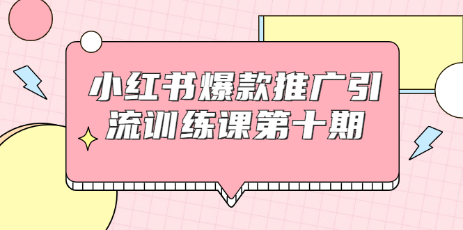小红书爆款推广引流训练课第十期,手把手带你玩转小红书,轻松月入过万-小鸿资源库