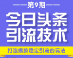 今日头条引流技术第9期，打造爆款稳定引流 百万阅读玩法，收入每月轻松过万-小鸿资源库