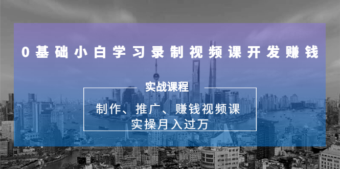 0基础小白学习录制视频课开发赚钱:制作、推广、赚钱视频课 实操月入过万-小鸿资源库