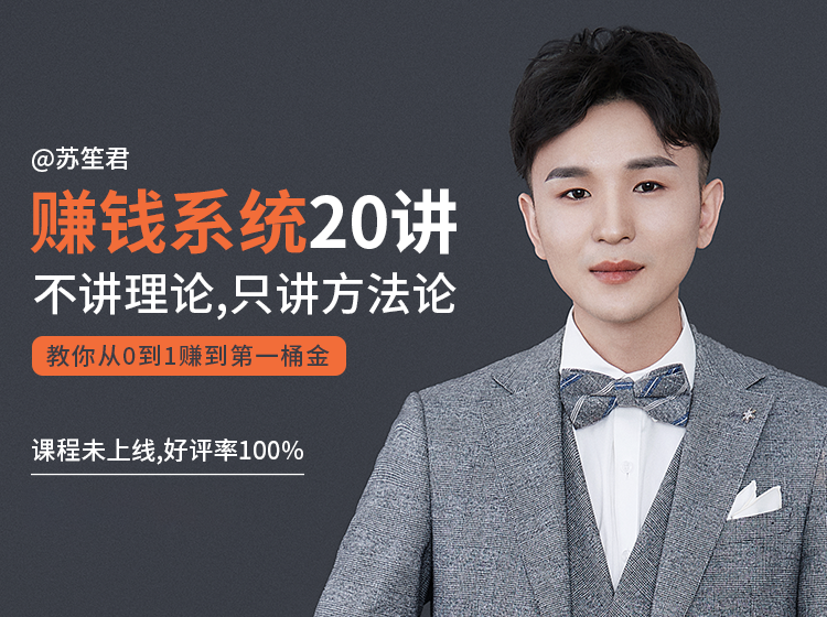 苏笙君的赚钱系统20课 教你从0到1赚到你的第一桶金（不讲理论，只讲方法论）-小鸿资源库