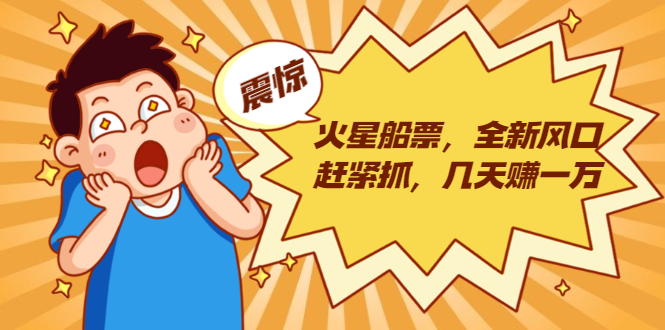 火星船票，全新风口赶紧抓，几天赚一万+摆地摊卖尾货月入一万（5个项目）-小鸿资源库