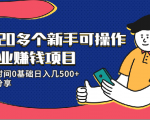 20多个新手可操作的副业赚钱项目:业余时间0基础日入几500+实操分享-小鸿资源库
