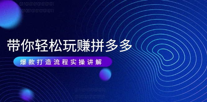 带你轻松玩赚拼多多：花的少 赚的多 爆款更简单 爆款打造流程实操讲解-小鸿资源库