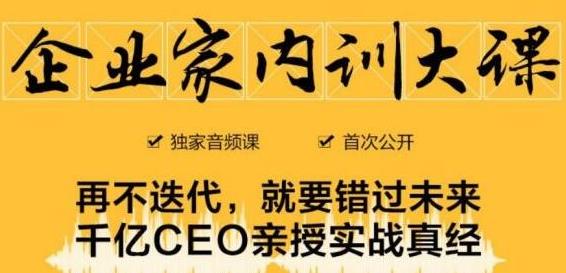 企业家内训大课，未来企业必学经验，价值1299元-小鸿资源库