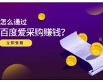 大王·怎么通过百度爱采购赚钱，已经通过百度爱采购完成200多万的销量-小鸿资源库