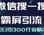 微信搜一搜霸屏引流课，打造被动精准引流系统，轻松日引300行业精准粉-小鸿资源库