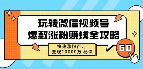 玩转微信视频号爆款涨粉赚钱全攻略,快速涨粉百万变现万元秘诀-小鸿资源库