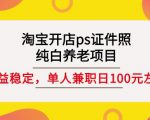 淘宝开店ps证件照,纯白养老项目,单人兼职稳定日100元(教程+软件+素材)-小鸿资源库