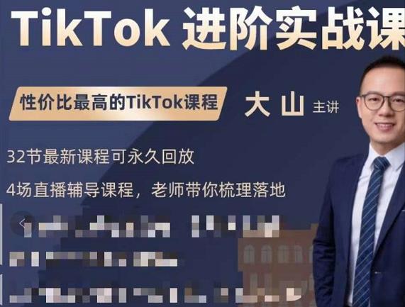 大山老师TikTok进阶实战课：账号详解，流量运营，实战变现，助力你成功出海-小鸿资源库