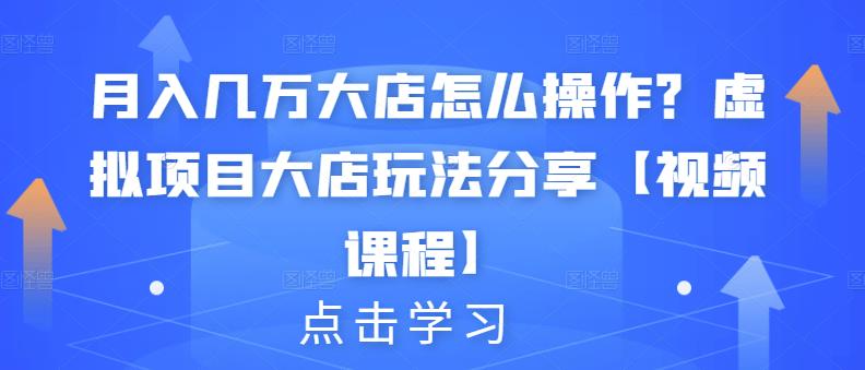 月入几万大店怎么操作？虚拟项目大店玩法分享【视频课程】-小鸿资源库