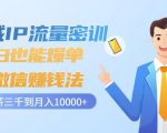 私域IP流量密训:小白也能爆单的微信赚钱法,从月薪三千到月入10000+-小鸿资源库