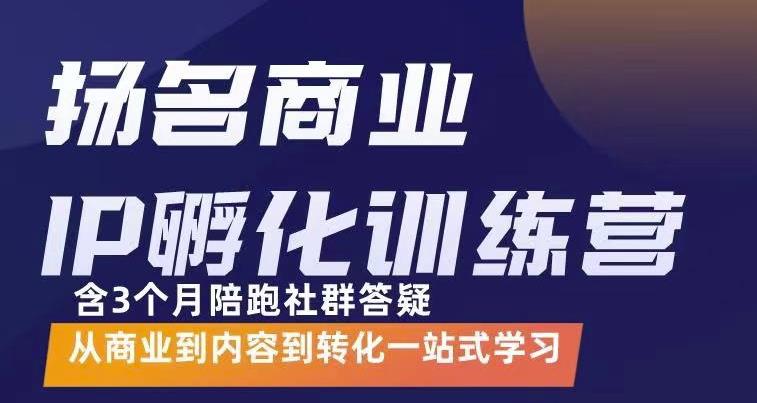 杨名商业IP孵化训练营，从商业到内容到转化一站式学 价值5980元-小鸿资源库