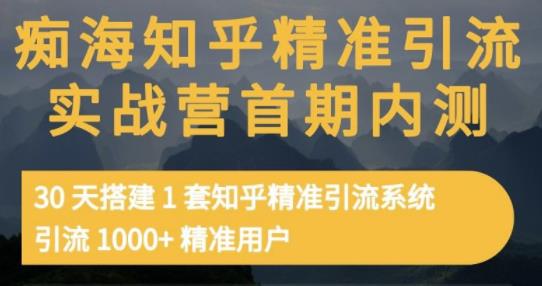 痴海知乎精准引流实战营1-2期，30天搭建1套知乎精准引流系统，引流1000+精准用户-小鸿资源库