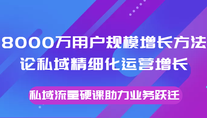 8000万用户规模增长方法论私域精细化运营增长，私域流量硬课助力业务跃迁-小鸿资源库