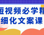 短视频必学精细化文案课，提升你的内容创作能力、升级迭代能力和变现力（价值333元）-小鸿资源库