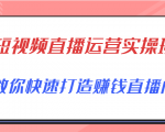 短视频直播运营实操班，直播带货精细化运营实操，教你快速打造赚钱直播间-小鸿资源库