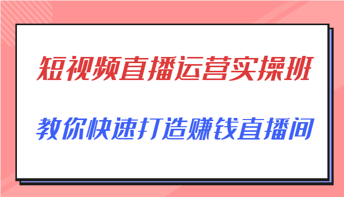 短视频直播运营实操班,直播带货精细化运营实操,教你快速打造赚钱直播间-小鸿资源库