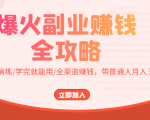 爆火副业赚钱全攻略:实打实演练/学完就能用/全渠道赚钱,带普通人月入3万元-小鸿资源库