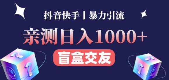 日收益1000+的交友盲盒副业丨有手就行的抖音快手暴力引流-小鸿资源库