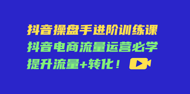 抖音操盘手进阶训练课：抖音电商流量运营必学，提升流量+转化-小鸿资源库