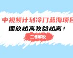 中视频计划冷门蓝海项目【二创解说】陪跑课程：播放越高收益越高-小鸿资源库