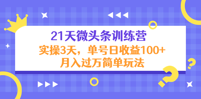 21天微头条训练营，实操3天，单号日收益100+月入过万简单玩法-小鸿资源库