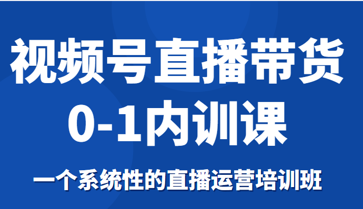 视频号直播带货0-1内训课，一个系统性的直播运营培训班-小鸿资源库