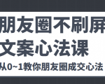 朋友圈不刷屏文案心法课 人人都要懂的商业逻辑 从0~1教你朋友圈成交心法-小鸿资源库