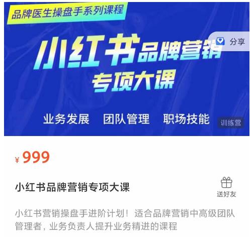 小红书品牌营销专项大课，操盘手进阶，一套能让你提升业务精进的课程-小鸿资源库