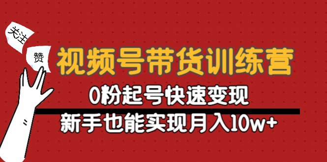 视频号带货训练营：0粉起号快速变现，新手也能实现月入10w+-小鸿资源库