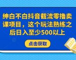 绅白不白抖音截流零撸卖课项目，这个玩法熟练之后日入至少500以上-小鸿资源库