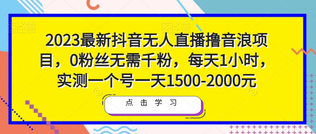 2023最新抖音无人直播撸音浪项目，0粉丝无需千粉，每天1小时，实测一个号一天1500-2000元-小鸿资源库