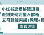 小红书恋爱秘籍项目，从引流到变现完整大解析，看完立马就能实操【教程+资料】-小鸿资源库