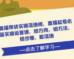 直播带货实操落地班，直播起号必备实操运营课，给方向，给方法，给步骤，能落地-小鸿资源库