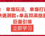 万相台·单爆玩法，单爆打造流程+单品快速测款+单品双渠放量+単品巨量引爆-小鸿资源库