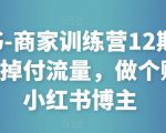 小红书-商家训练营12期：让商家丢掉付流量，做个赚钱的小红书博主-小鸿资源库