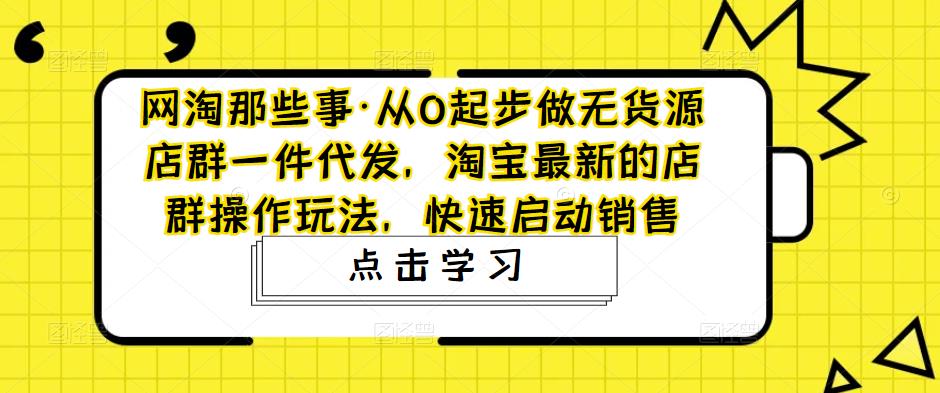 网淘那些事·从0起步做无货源店群一件代发,淘宝最新的店群操作玩法,快速启动销售-小鸿资源库