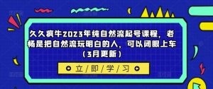 久久疯牛2023年纯自然流起号课程，老杨是把自然流玩明白的人，可以闭眼上车（3月更新）-小鸿资源库