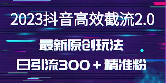 日引300＋创业粉，独家抖音高效截流2.0玩法（价值1280）-小鸿资源库