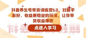 抖音养生号带货训练营5.0,对新手友好、收益更稳定的玩法,让你带货收益爆炸-小鸿资源库