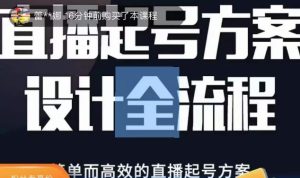 2023正价控流起号课，直播起号方案设计全流程，简单而高效的直播起号方案-小鸿资源库