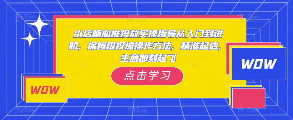 小店随心推投放实操指导从入门到进阶，保姆级投流操作方法，精准起店，生意即刻起飞-小鸿资源库