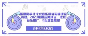 听潮阁学社汽水音乐项目实操课全流程，2023超级蓝海项目，汽水音乐推广，0粉丝也能做-小鸿资源库